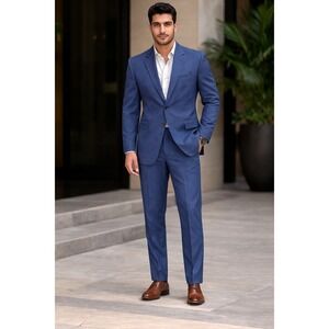 Banana Republic Suit Mens 42R 34x32 Blue Slim Fit Marzotto Tessuto Italian Wool